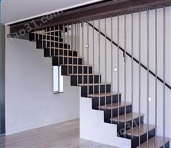 不锈钢实木踏板直楼梯，YD-GMZ506